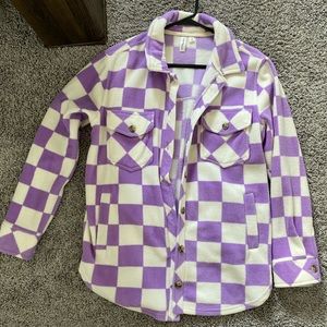 Purple checker coat for winter